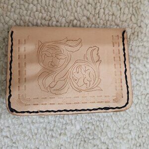 Custom leather wallet with tooling